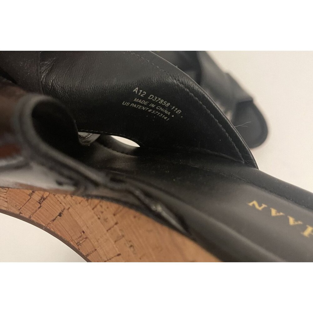 Cole Haan Women's Size 11B NikeAir Black Leather Strap Wedge Heel Slide Sandals - Picture 7 of 7